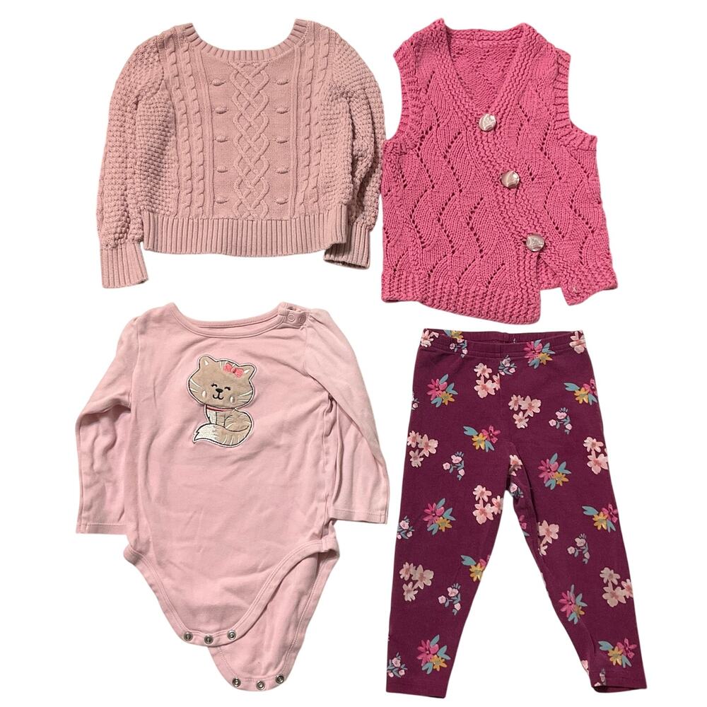 Baby Gap | Carter’s Bundle Clothes Toddler Girl 24M 3T Pink Sweater Onesie Pants